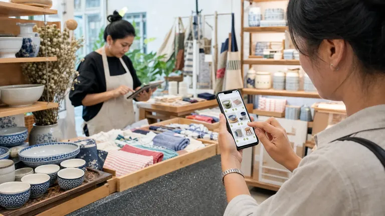 A local shop owner presenting products to a customer